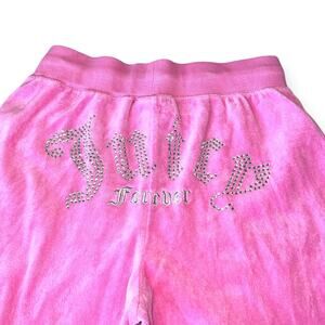 Juicy Couture Big Bling Velour Jogger Hot Pink Rhinestones Athleisure Size M